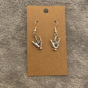 Sign language ASL I love you hand earrings
